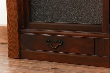 アンティーク家具　古民具・骨董 ダイヤガラス入りの小さな置き床(置床、ローボード)