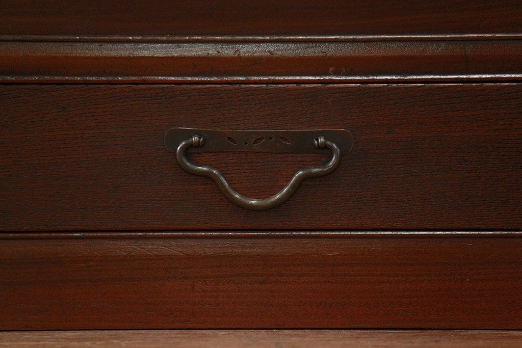 アンティーク家具　古民具・骨董 ダイヤガラス入りの小さな置き床(置床、ローボード)