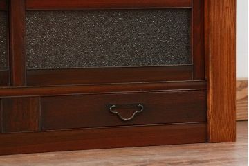 アンティーク家具　古民具・骨董 ダイヤガラス入りの小さな置き床(置床、ローボード)