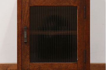 アンティーク家具　アンティーク モールガラス入りの小振りなサイドテーブル(1)　(収納棚)