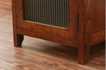 アンティーク家具　アンティーク モールガラス入りの小振りなサイドテーブル(1)　(収納棚)