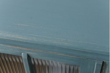 アンティーク家具　アンティークペイント　モールガラス入りの大きなブックケース(本箱、収納棚)