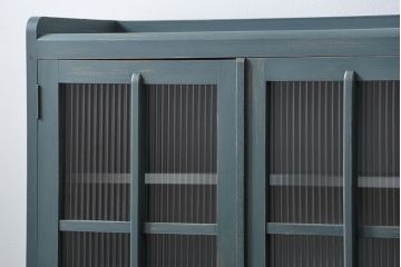 アンティーク家具　アンティークペイント　モールガラス入りの大きなブックケース(本箱、収納棚)