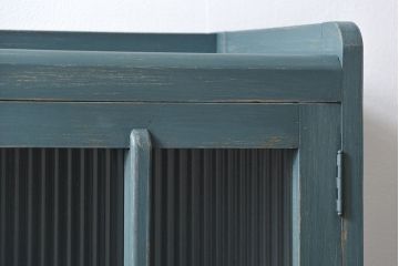 アンティーク家具　アンティークペイント　モールガラス入りの大きなブックケース(本箱、収納棚)