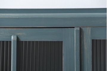 アンティーク家具　アンティークペイント　モールガラス入りの大きなブックケース(本箱、収納棚)