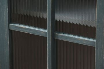 アンティーク家具　アンティークペイント　モールガラス入りの大きなブックケース(本箱、収納棚)