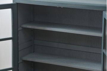 アンティーク家具　アンティークペイント　モールガラス入りの大きなブックケース(本箱、収納棚)