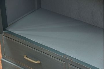 アンティーク家具　アンティークペイント　モールガラス入りの大きなブックケース(本箱、収納棚)