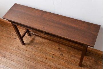 アンティーク家具　アンティーク 天板ナラ材の薄型作業台(3)(サイドテーブル、机、在宅ワーク、在宅用デスク)