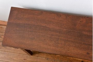 アンティーク家具　アンティーク 天板ナラ材の薄型作業台(3)(サイドテーブル、机、在宅ワーク、在宅用デスク)