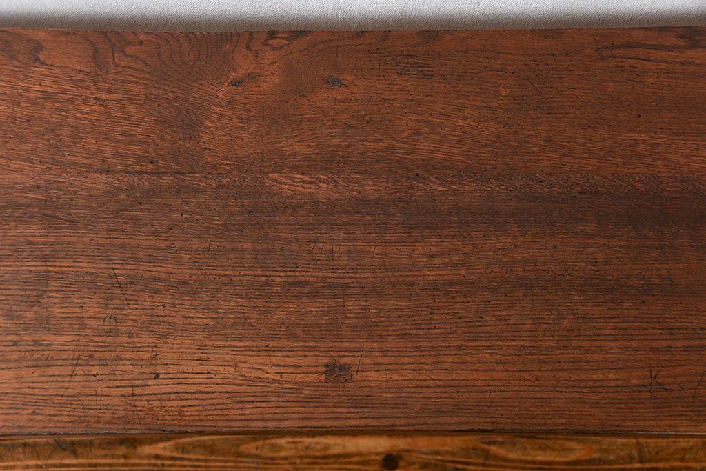 アンティーク家具　アンティーク 天板ナラ材の薄型作業台(3)(サイドテーブル、机、在宅ワーク、在宅用デスク)