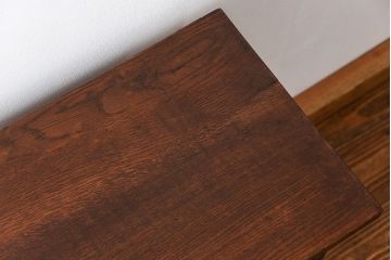 アンティーク家具　アンティーク 天板ナラ材の薄型作業台(3)(サイドテーブル、机、在宅ワーク、在宅用デスク)