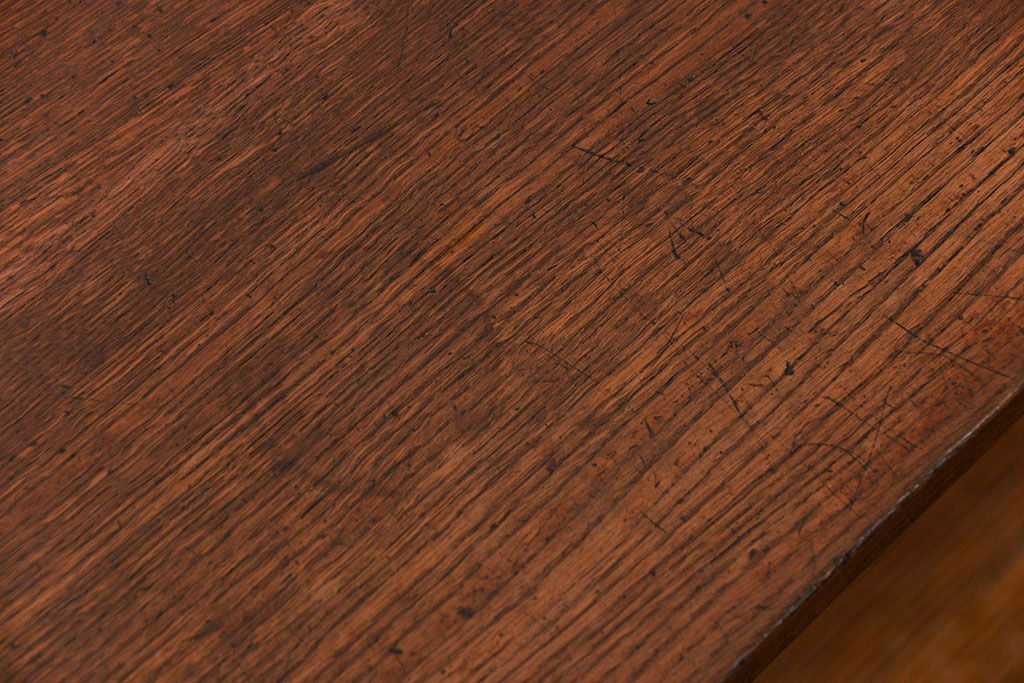 アンティーク家具　アンティーク 天板ナラ材の薄型作業台(3)(サイドテーブル、机、在宅ワーク、在宅用デスク)