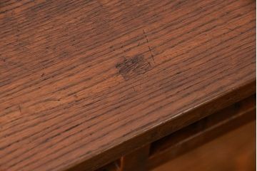 アンティーク家具　アンティーク 天板ナラ材の薄型作業台(3)(サイドテーブル、机、在宅ワーク、在宅用デスク)