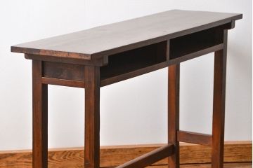 アンティーク家具　アンティーク 天板ナラ材の薄型作業台(3)(サイドテーブル、机、在宅ワーク、在宅用デスク)