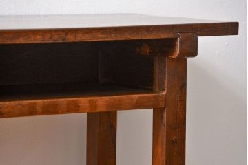 アンティーク家具　アンティーク 天板ナラ材の薄型作業台(3)(サイドテーブル、机、在宅ワーク、在宅用デスク)
