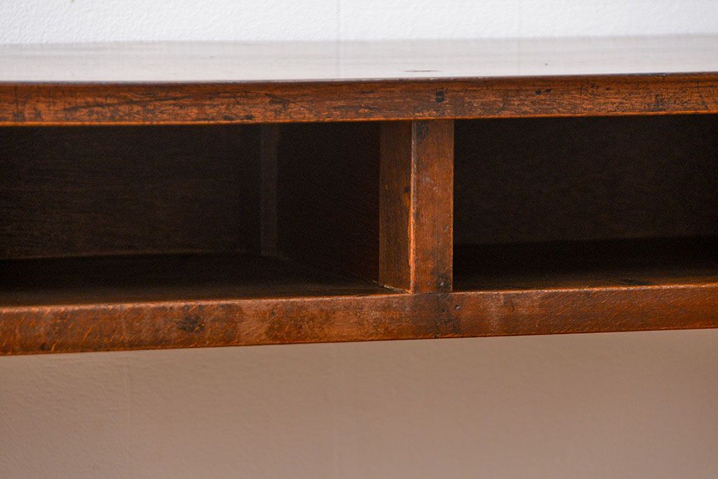 アンティーク家具　アンティーク 天板ナラ材の薄型作業台(3)(サイドテーブル、机、在宅ワーク、在宅用デスク)