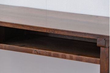 アンティーク家具　アンティーク 天板ナラ材の薄型作業台(3)(サイドテーブル、机、在宅ワーク、在宅用デスク)