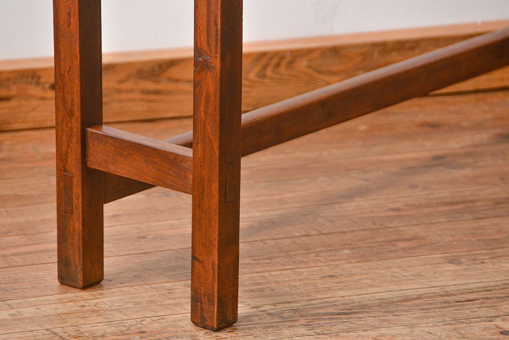 アンティーク家具　アンティーク 天板ナラ材の薄型作業台(3)(サイドテーブル、机、在宅ワーク、在宅用デスク)