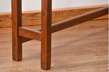 アンティーク家具　アンティーク 天板ナラ材の薄型作業台(3)(サイドテーブル、机、在宅ワーク、在宅用デスク)