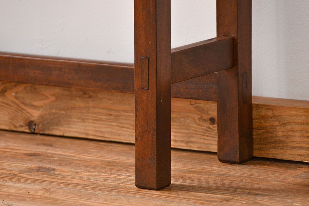 アンティーク家具　アンティーク 天板ナラ材の薄型作業台(3)(サイドテーブル、机、在宅ワーク、在宅用デスク)