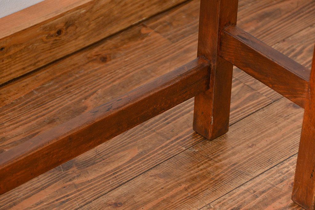 アンティーク家具　アンティーク 天板ナラ材の薄型作業台(3)(サイドテーブル、机、在宅ワーク、在宅用デスク)