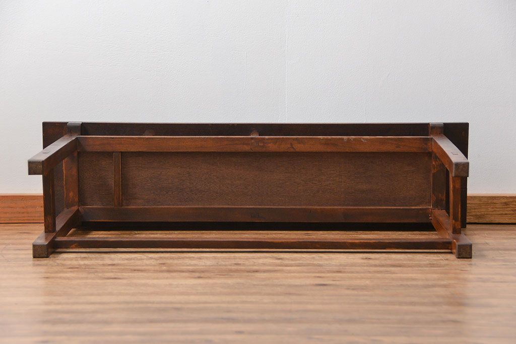 アンティーク家具　アンティーク 天板ナラ材の薄型作業台(3)(サイドテーブル、机、在宅ワーク、在宅用デスク)