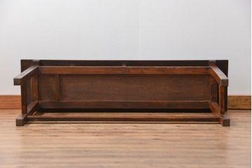 アンティーク家具　アンティーク 天板ナラ材の薄型作業台(3)(サイドテーブル、机、在宅ワーク、在宅用デスク)