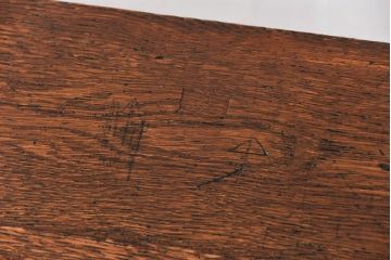 アンティーク家具　アンティーク 天板ナラ材の薄型作業台(4)(サイドテーブル、机、在宅ワーク、在宅用デスク)