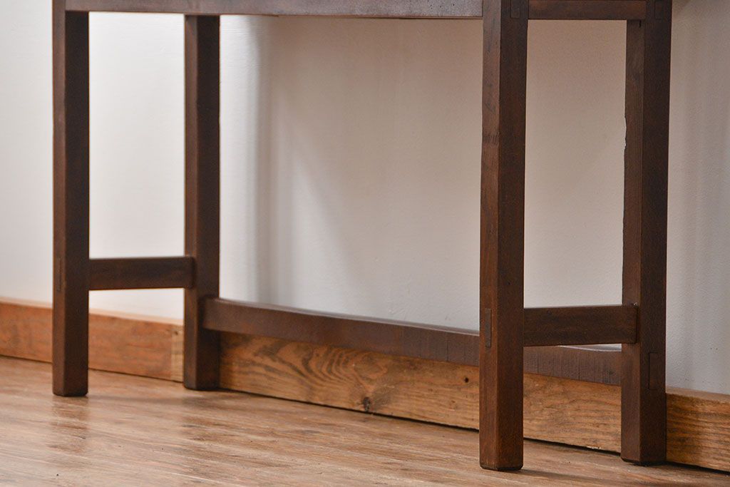 アンティーク家具　アンティーク 天板ナラ材の薄型作業台(4)(サイドテーブル、机、在宅ワーク、在宅用デスク)