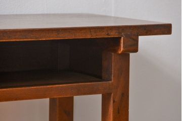 アンティーク家具　アンティーク 天板ナラ材の薄型作業台(4)(サイドテーブル、机、在宅ワーク、在宅用デスク)