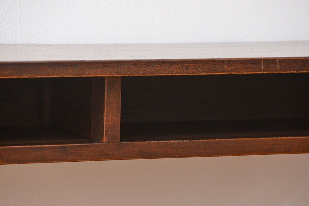 アンティーク家具　アンティーク 天板ナラ材の薄型作業台(4)(サイドテーブル、机、在宅ワーク、在宅用デスク)