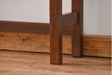 アンティーク家具　アンティーク 天板ナラ材の薄型作業台(4)(サイドテーブル、机、在宅ワーク、在宅用デスク)