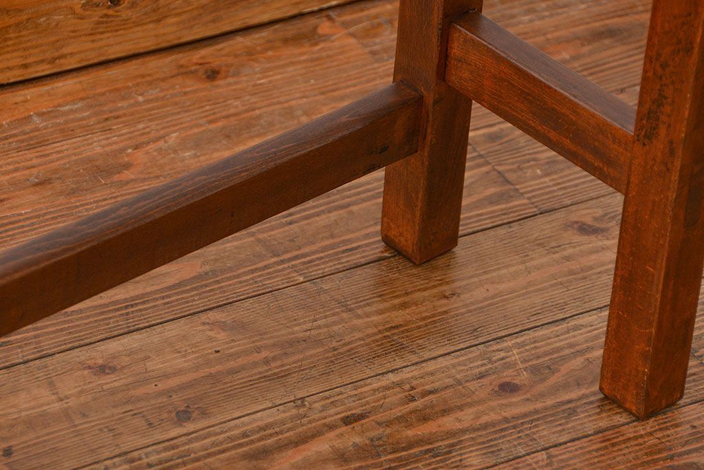 アンティーク家具　アンティーク 天板ナラ材の薄型作業台(4)(サイドテーブル、机、在宅ワーク、在宅用デスク)