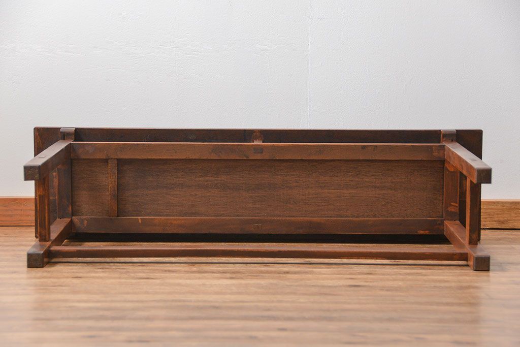 アンティーク家具　アンティーク 天板ナラ材の薄型作業台(4)(サイドテーブル、机、在宅ワーク、在宅用デスク)