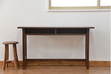 アンティーク家具　古民具・骨董 天板ナラ材の薄型作業台(5)(サイドテーブル、机、在宅ワーク、在宅用デスク)