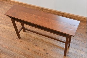 アンティーク家具　古民具・骨董 天板ナラ材の薄型作業台(5)(サイドテーブル、机、在宅ワーク、在宅用デスク)