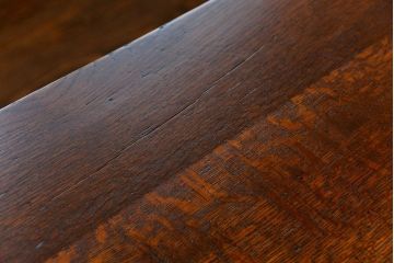 アンティーク家具　古民具・骨董 天板ナラ材の薄型作業台(5)(サイドテーブル、机、在宅ワーク、在宅用デスク)