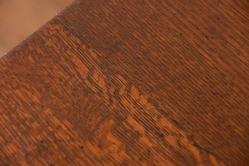 アンティーク家具　古民具・骨董 天板ナラ材の薄型作業台(5)(サイドテーブル、机、在宅ワーク、在宅用デスク)