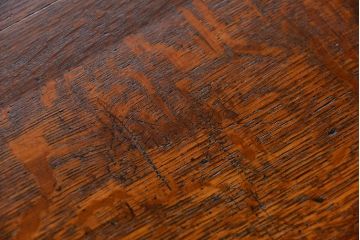 アンティーク家具　古民具・骨董 天板ナラ材の薄型作業台(5)(サイドテーブル、机、在宅ワーク、在宅用デスク)