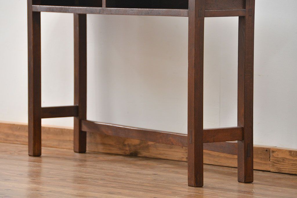 アンティーク家具　古民具・骨董 天板ナラ材の薄型作業台(5)(サイドテーブル、机、在宅ワーク、在宅用デスク)