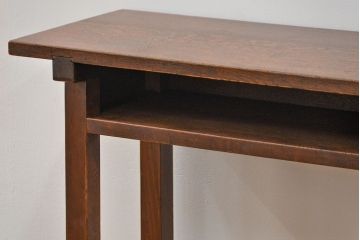 アンティーク家具　古民具・骨董 天板ナラ材の薄型作業台(5)(サイドテーブル、机、在宅ワーク、在宅用デスク)