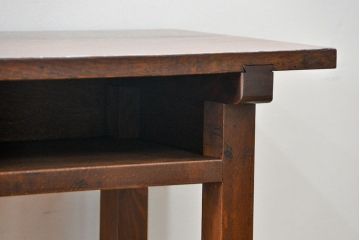 アンティーク家具　古民具・骨董 天板ナラ材の薄型作業台(5)(サイドテーブル、机、在宅ワーク、在宅用デスク)