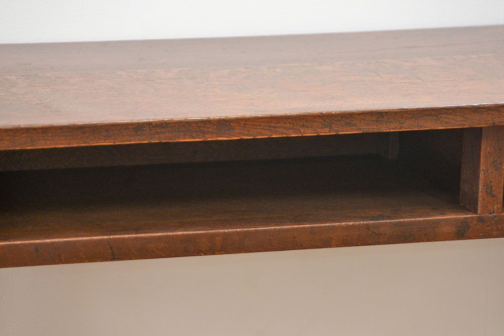 アンティーク家具　古民具・骨董 天板ナラ材の薄型作業台(5)(サイドテーブル、机、在宅ワーク、在宅用デスク)