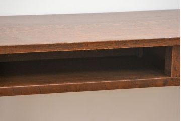 アンティーク家具　古民具・骨董 天板ナラ材の薄型作業台(5)(サイドテーブル、机、在宅ワーク、在宅用デスク)