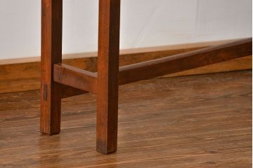 アンティーク家具　古民具・骨董 天板ナラ材の薄型作業台(5)(サイドテーブル、机、在宅ワーク、在宅用デスク)