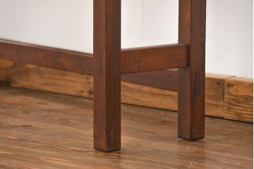 アンティーク家具　古民具・骨董 天板ナラ材の薄型作業台(5)(サイドテーブル、机、在宅ワーク、在宅用デスク)