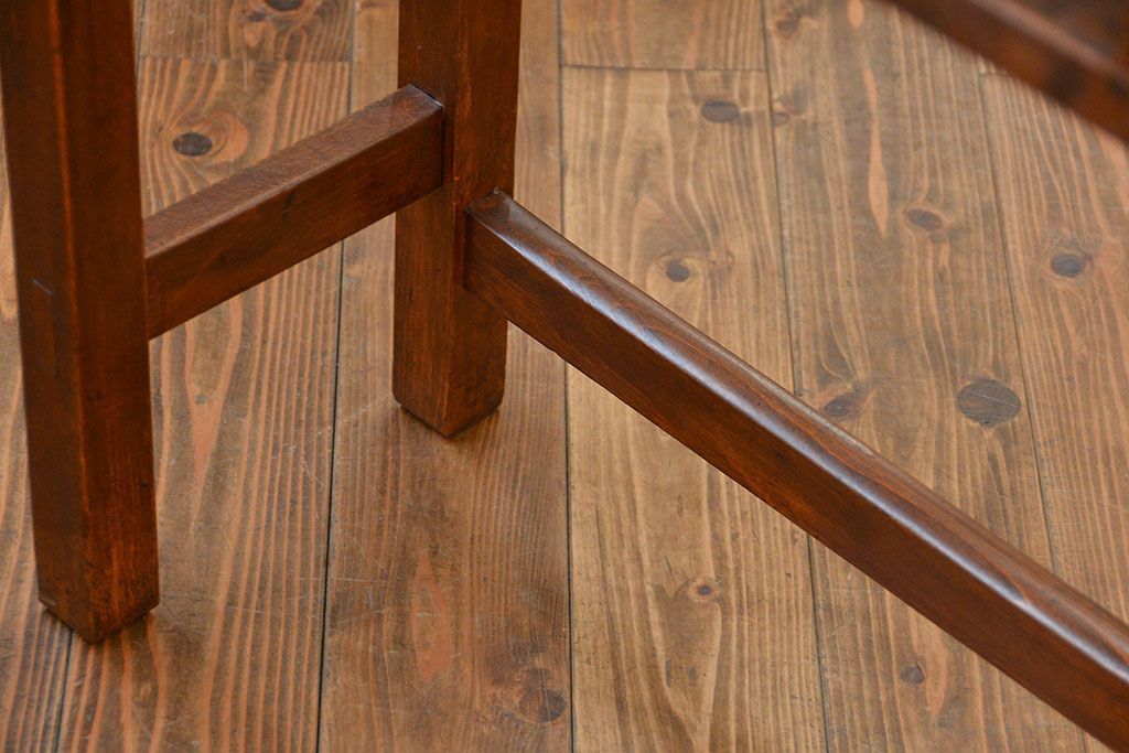 アンティーク家具　古民具・骨董 天板ナラ材の薄型作業台(5)(サイドテーブル、机、在宅ワーク、在宅用デスク)