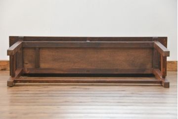 アンティーク家具　古民具・骨董 天板ナラ材の薄型作業台(5)(サイドテーブル、机、在宅ワーク、在宅用デスク)