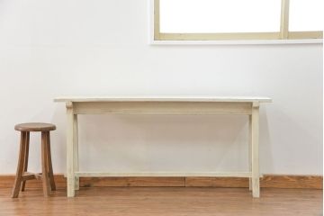 アンティーク家具　アンティークペイント仕上げ　横長サイドテーブル(1)　(机、在宅ワーク、在宅用デスク、作業台)